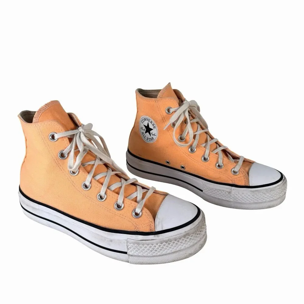 Converse Chuck Taylor All Star Lift Hi Platform Peach Beam Orange Womens 8